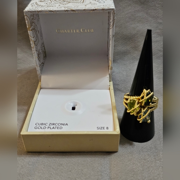 Charter Club with rope-look detail w/ trio of colored cz stones. Gold Plated 8 - Picture 3 of 5